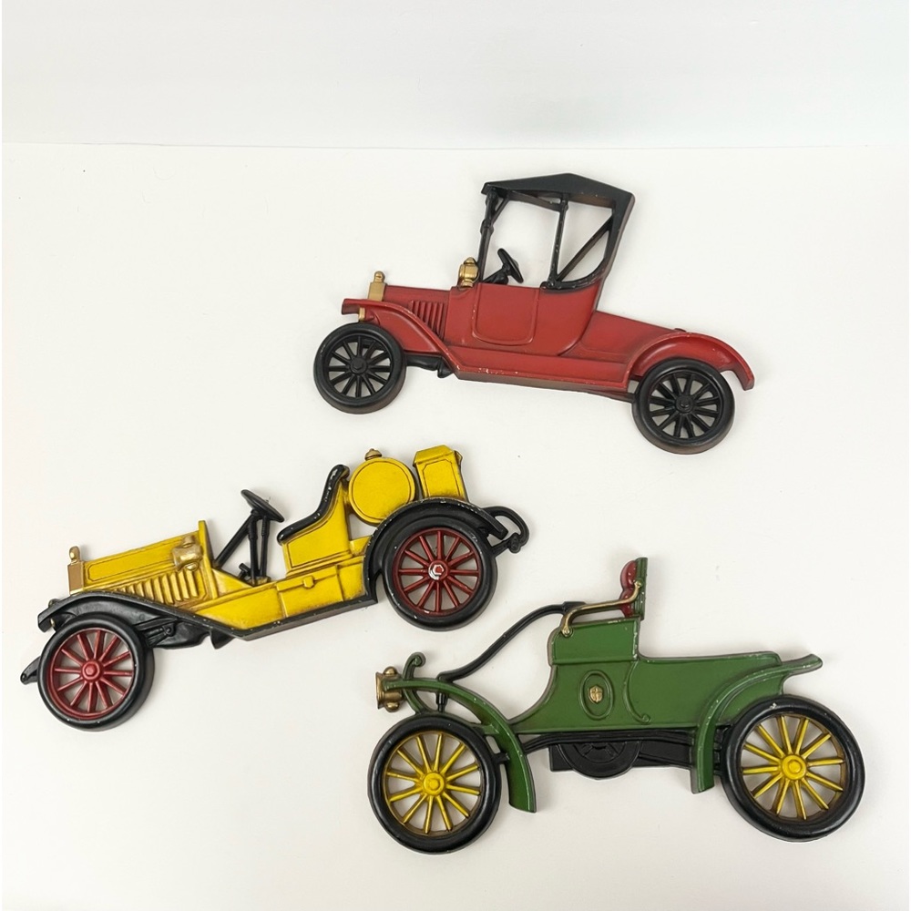 Sexton Vintage Midwest Cast Metal Antique Car Wall Set of Three